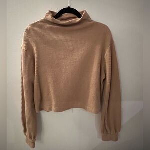 Reformation - Ribbed Cropped Mock neck sweater in Camel